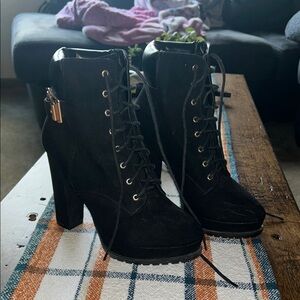 Black Lace-Up Ankle Boots